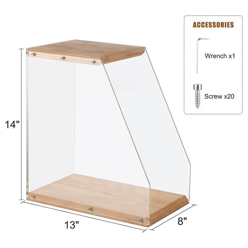 Wooden Record Rack with Transparent Acrylic Panel Vinyl Record Display Holder Tape Book Storage Box Living Room Desktop Ornament