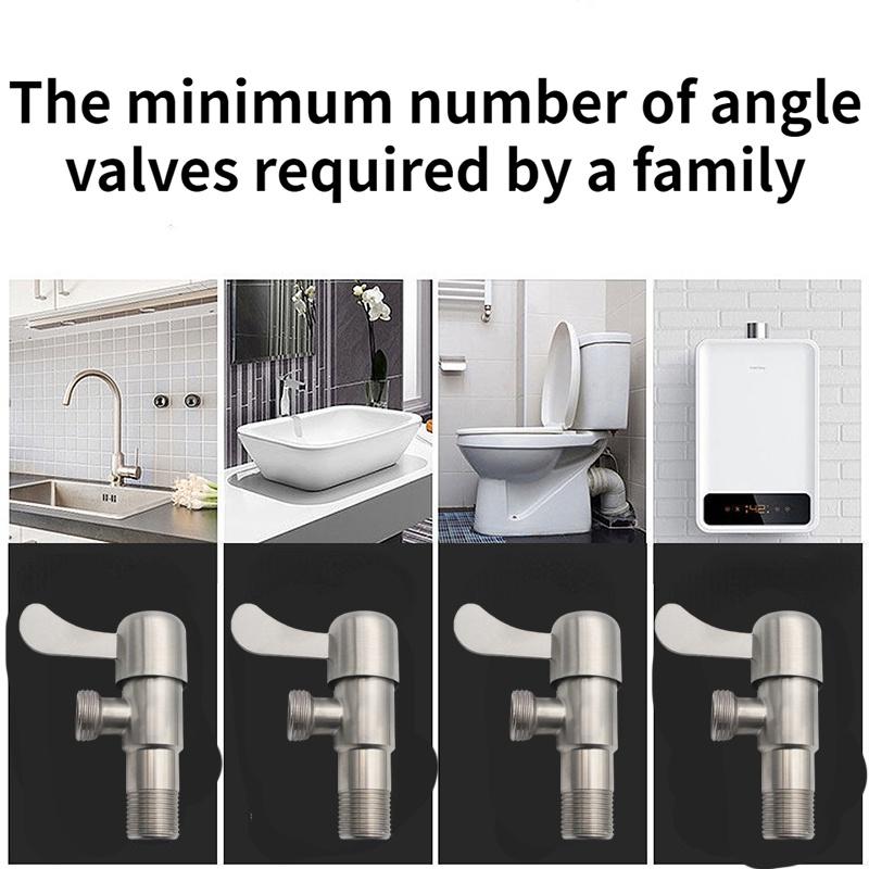 SUS304 Brush Finished Triangle Water Heater Toilet Basin Dish Hot and Cold Angle Valve Bathroom Accessories