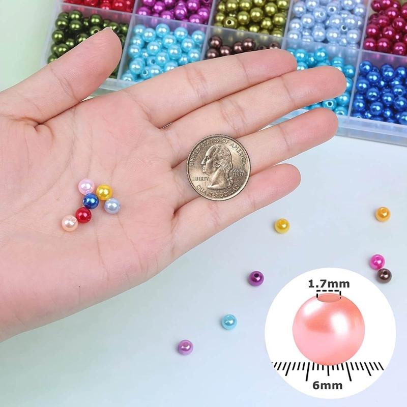 1960pcs Vibrant Colored Beads Kits Imitation Pearls Beads Colorful Beads Small Round Beads Assortment for Jewelry Maker