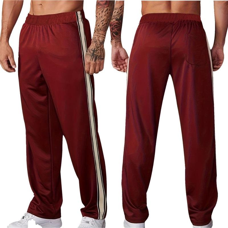 Pantaloni da Ginnastica a Strisce da Uomo Estivi Casual Gamba Dritta Pantaloni Atletici Vita Elastica Jogger