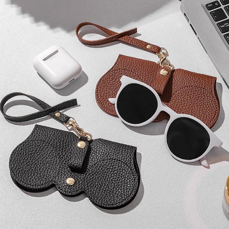 1pc Cute PU Glasses Case | Portable Eyewear Bag with Snap Closure - Scratch-Resistant Travel Organizer (Litchi Embossed)