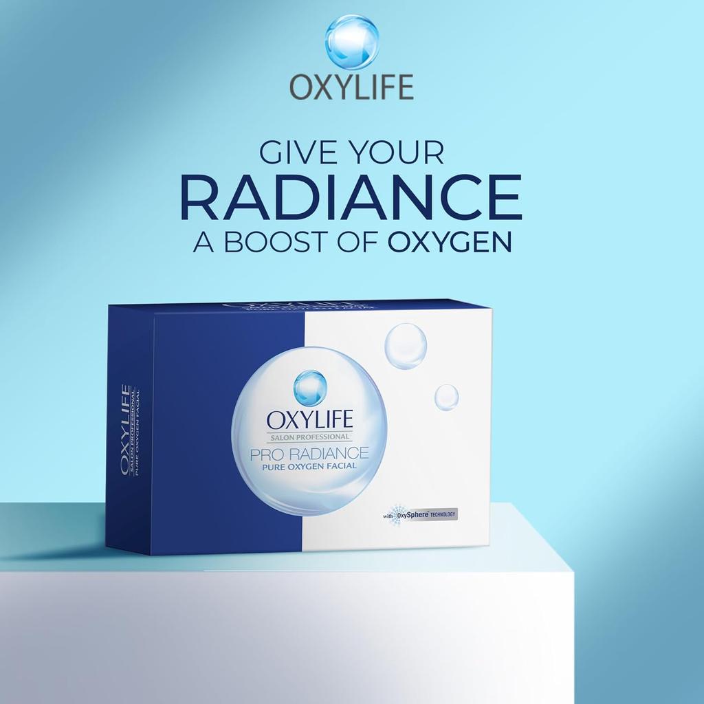 Oxylife Salon Professional Proradiance Pure Oxygen Facial Kit - 50g | Removes Dead Skin Cells | Cleanses Impurities | Removes Blackheads