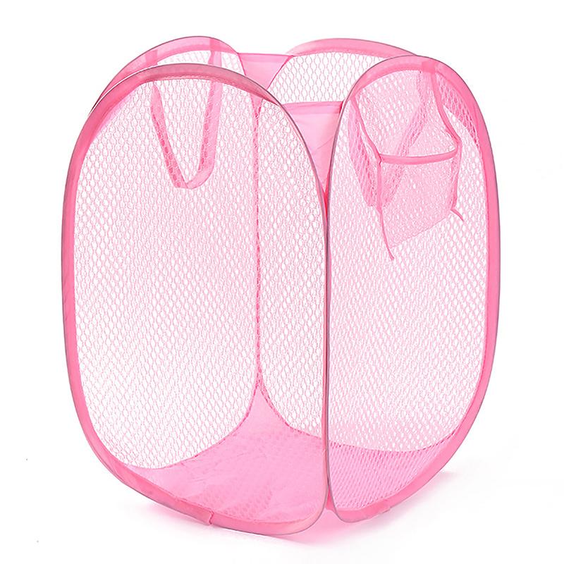 Folding Dirty Clothes Laundry Sorting Basket Bathroom Mesh Storage Bag Frame Bucket Laundry Organizers Storage Pouch