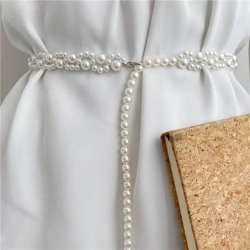

Elegant Imitation Pearl Waist Chain for Women Fashion Versatile Belt Women s Dress High-End Dress with Waistband Body Jewelry