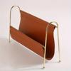 Portariviste Metallico Nordico - Organizer da Scrivania in Ecopelle con Cornice Dorata, Contenitore Compatto per Ufficio Domestico/Decorazione Libreria