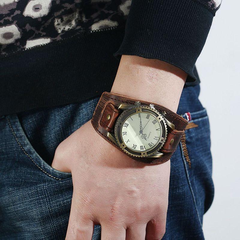 Hot Selling Vintage Cow Leather Bracelet Watch Men Women Wrist Watches Roman Numerals Casual Quartz Watch Relogio Feminino