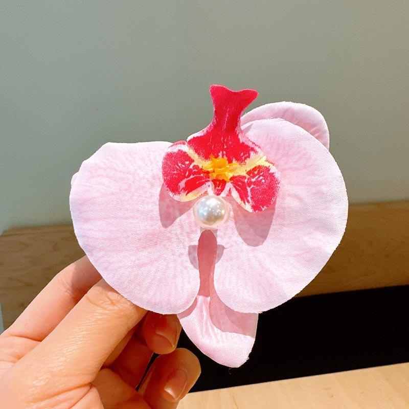 Phalaenopsis Hairpin Elegant Three-dimensional Handmade Fabric Flower Side Clip Hair Accessory Artificial Flower