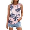 Women's Summer Vest Loose Pleated Round Neck Shirt Casual Sleeveless Top