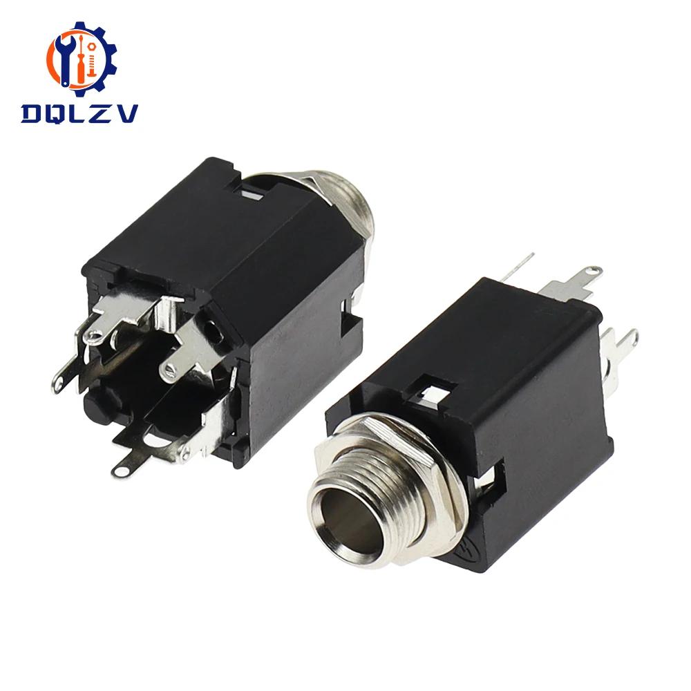 Audio Jack Guitar PJ-612 6.35mm 5Pin Metal Dual-way 5P Video Plug Socket 1PCS