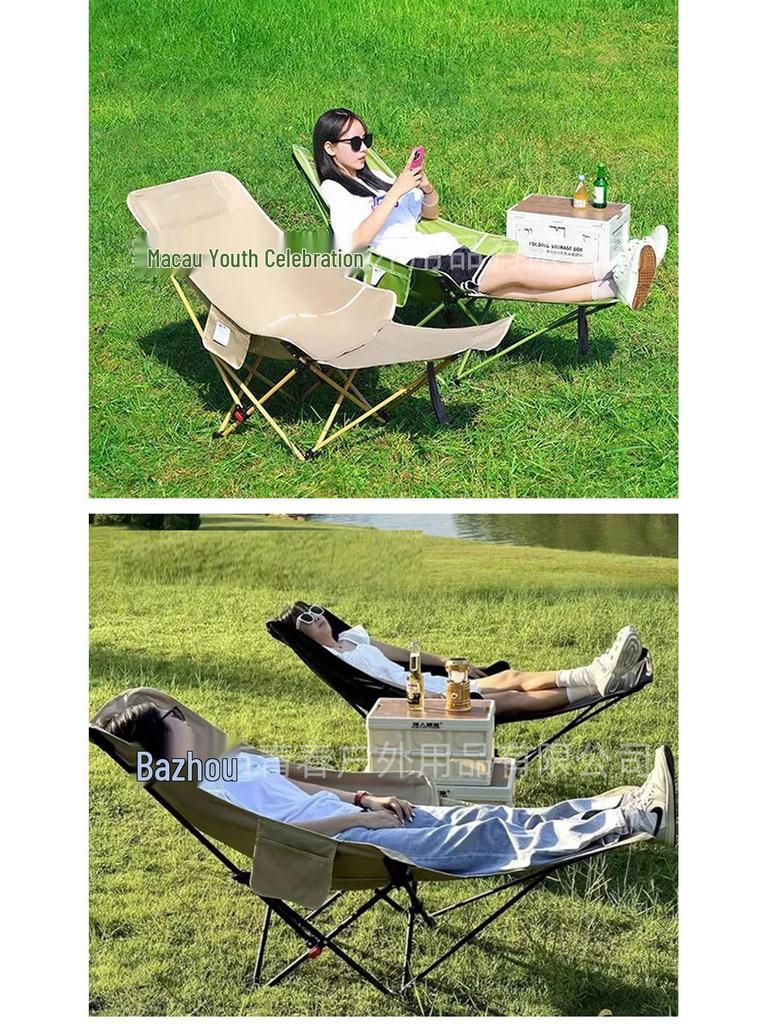 Adjustable Portable Outdoor Folding Chair with Tall Backrest for Camping and Picnics