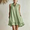 Summer New Style Loose-fitting Fashionable Casual Ruffled Buttoned Dress for Women