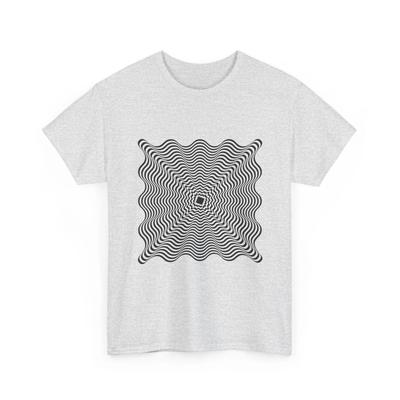 Optical Wave Square T-Shirt Illusion Line Art T-Shirt Cool Tee