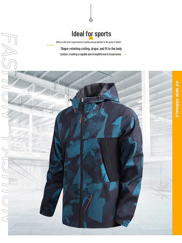 Men's Spring & Autumn Quick-Dry Hooded Windbreaker - Lightweight Outdoor Sports Jacket