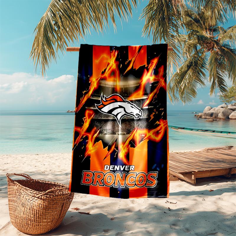 proof beach towel with Denver Broncos LOGO pattern - soft,absorbent,quick-drying,machine washable - perfect for swimming,camping,bathing