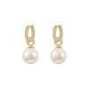 PONYKISS  Sterling Silver Needle Zircon Pearl Round Hoop Earrings for Women Trendy Fashion  Minimalist Accessories