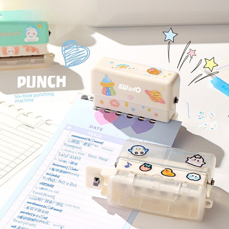 Kede You Six-Hole Portable Mini Puncher - Cute Manual Multi-Hole Student Stationery.