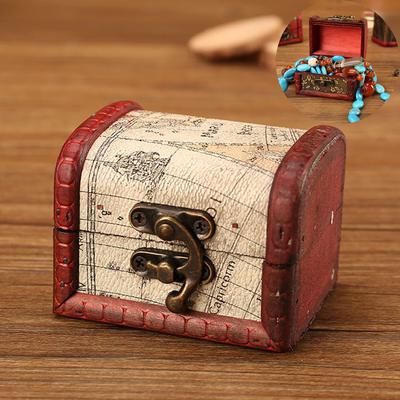 Portagioie Scatola fatta a mano in legno vintage con mini serratura in metallo per conservare gioielli, perle del tesoro
