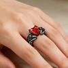 Gothic Black Crystal Skull Ring for Women, Purple Red Inlaid Crystal, Unique Dark Gothic Punk Statement Jewelry