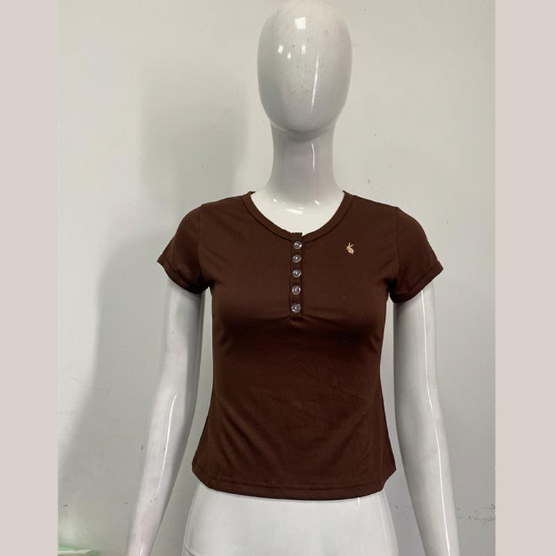 

Европейская и американская модная женская футболка Y2K облегающего кроя с короткими рукавами в стиле ретро S