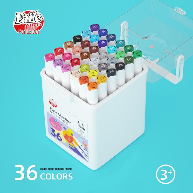 Popular Quick-Dry Double-Ended Marker Set: 12, 24, 36, 48, 60 Colors with Triangular Barrel and Eco-Friendly Ink.