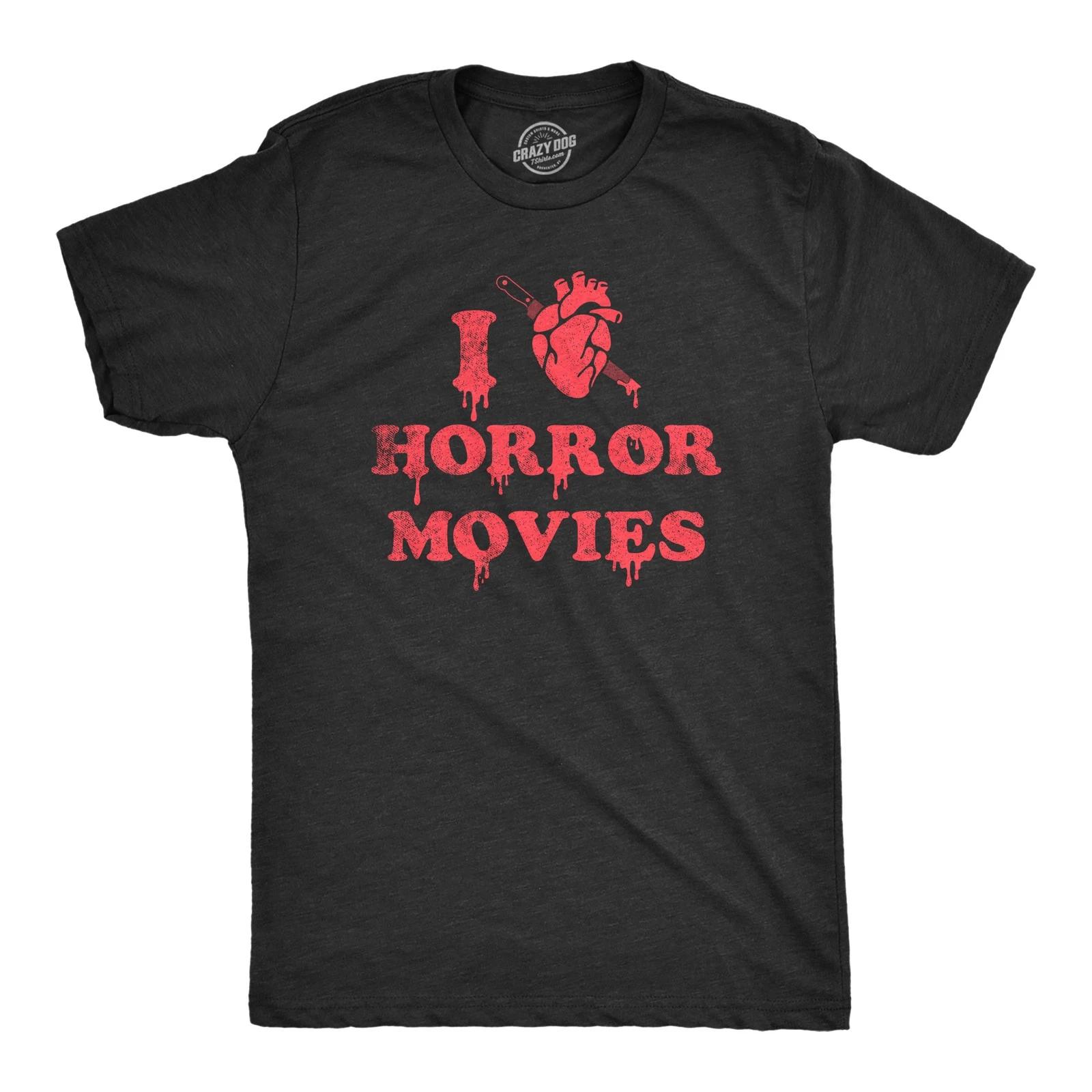 Mens I Heart Horror Movies T Shirt Funny Bloody Scary Movie Lovers Tee for Guys XXXL