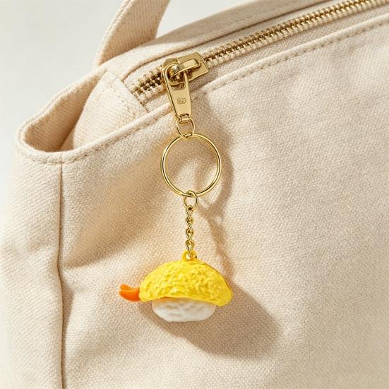 1/6Pcs 3D Printed Sushi Clicker Keychain, Stress Relief Push Button Fidget Toy, Finger Clicker Keyring Pendant Backpack Handbag Charm