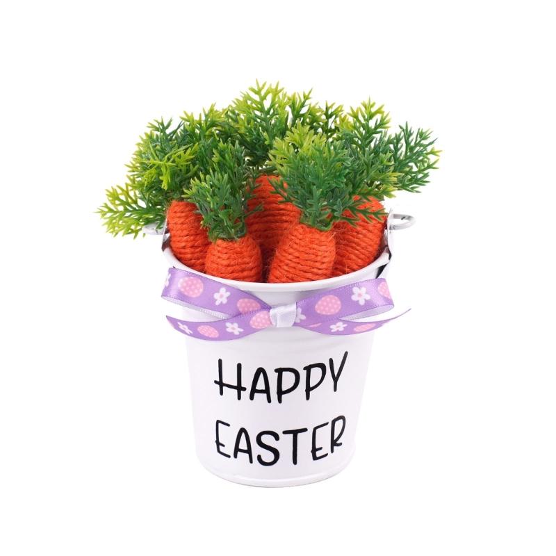 Pack of 1 Handcrafted Easter Eggs Carrot Ornament Set Simulated Twine Rope Wrapped Iron Craft for Festival Decors фиолетовый