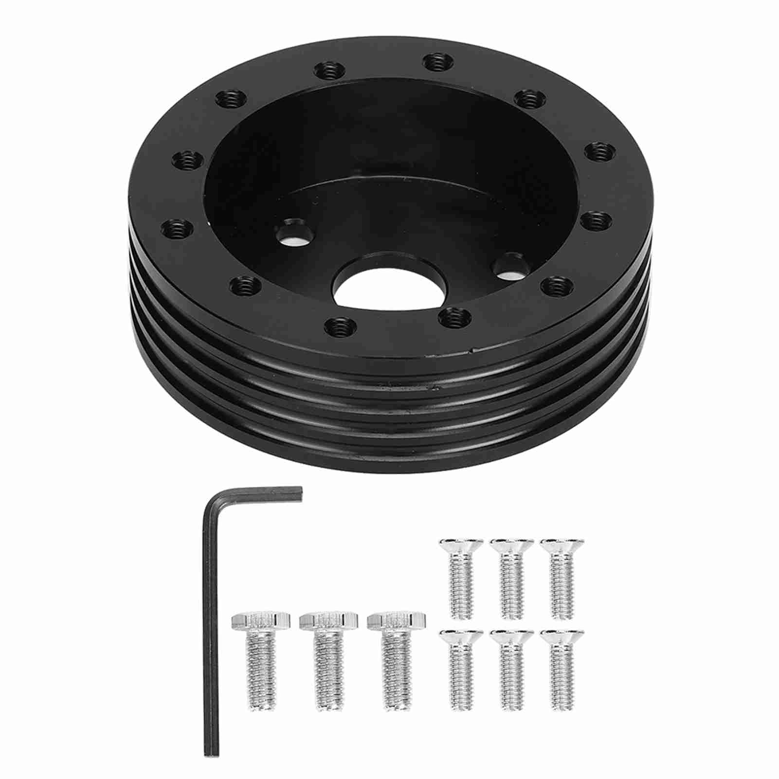1in Aluminum Steering Wheel Hub Spacer for 5 6 Hole Wheels to 3 Hole Adapter(Black)