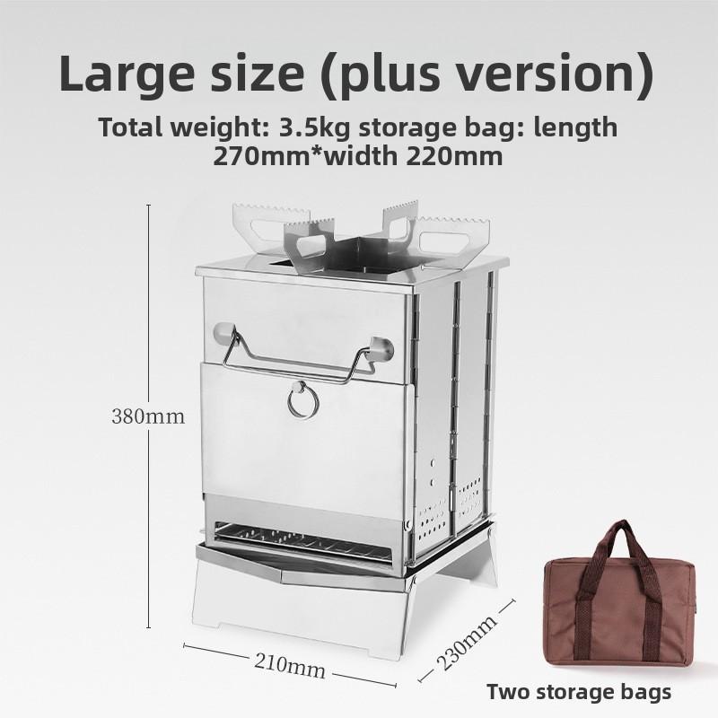 Outdoor folding wood stove: mini stainless steel grill