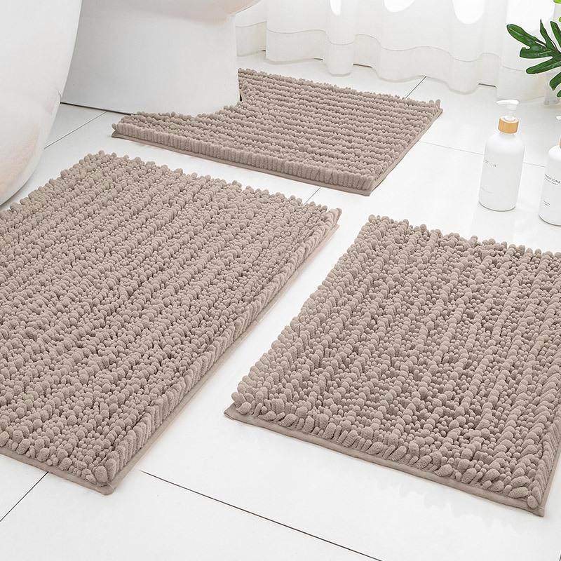 Chenier Solid Color Long Hair Bedside Mat Bedroom Carpet Bathroom Absorbent Floor Mat Bathroom Non-Slip Foot Mat Toilet Door Mat