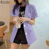 ZANZEA Frauen Kurzarm Blazer Mantel Revers Kragen Elegante Casual Jacken Outwear Plus Größe