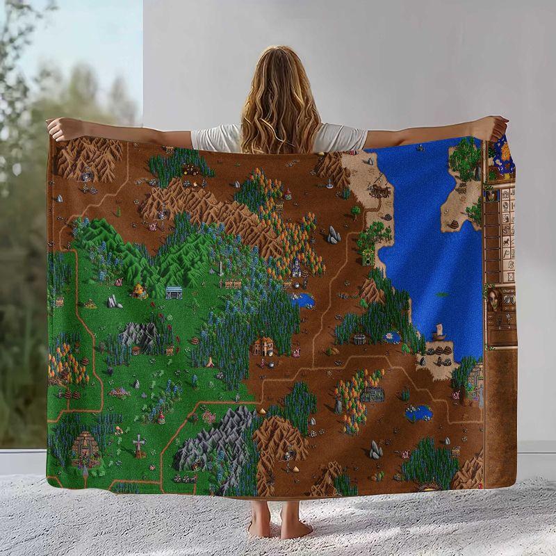 Classic Game Heroes of Might and Magic Map Flannel Blanket,Soft Plush Throw for Home Bedroom Bed Sofa Cover Camping Picnic gift