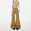 Spring Summer Trendy Comfort Coffee Soft Stretch Relaxed Slim Micro Flare Denim Pants For Women Casual Pants Oversize Denim Trousers
