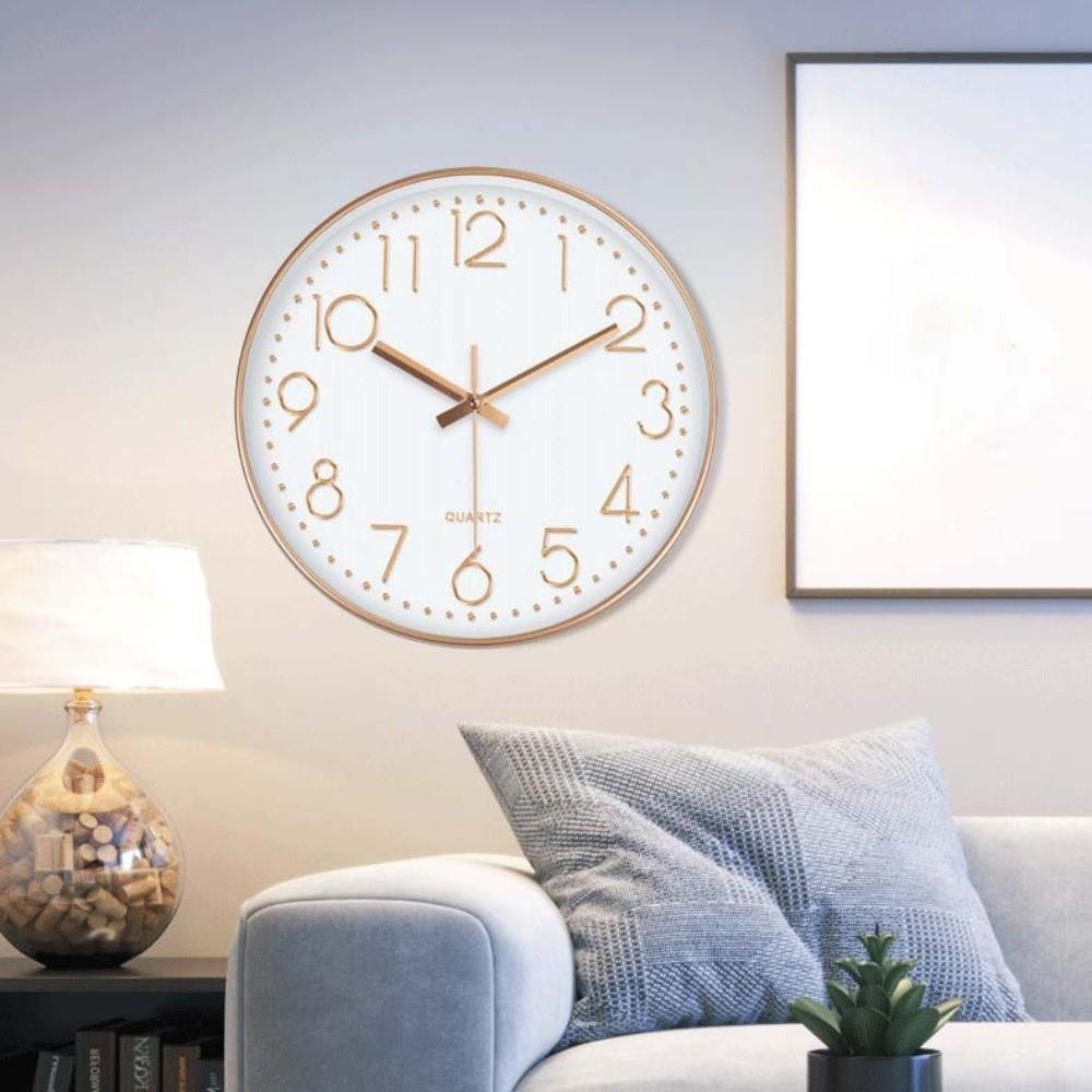 Silent Nordic Wall Clock Non-Ticking Wall Electronic Time Round Hanging Clock Living Bedroom