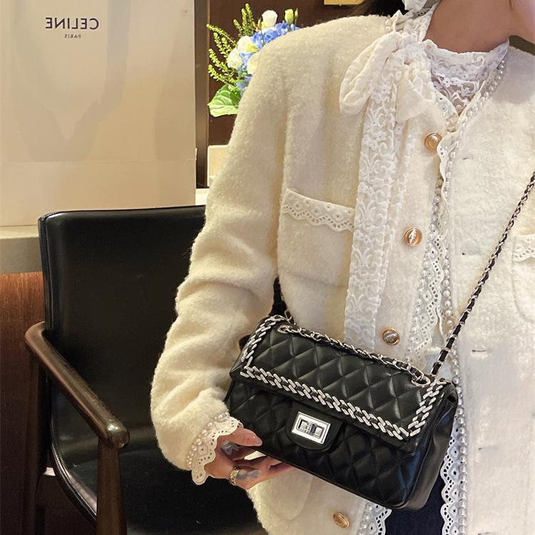Xiaoxiang Style Light Luxury Diamond Grid Chain Bag, Women's New Style, Popular This Year, Niche Single Shoulder Crossbody Bag