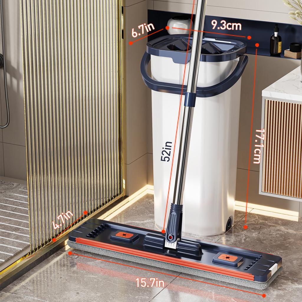 Floor Washing Mop,, Mop Buckets Separate Clean and Dirty Water,with Bucket Hand Free Lazy Cleaning Mop House Cleaning