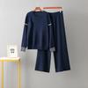 Cross-Border Amazon Foreign Trade Delivery Temperament Knit Two Piece Round Neck Sweater Loose Casual Set Long Sleeve Women Clothes