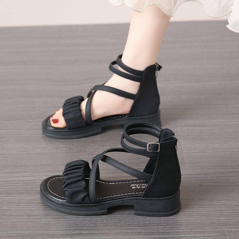 Woman Shoes Sexy Flat Rubber Sandals for Women Roman Style Open Toe On Sale Sales Korea 2025 Luxury Cheap Liquidation Summer Vip