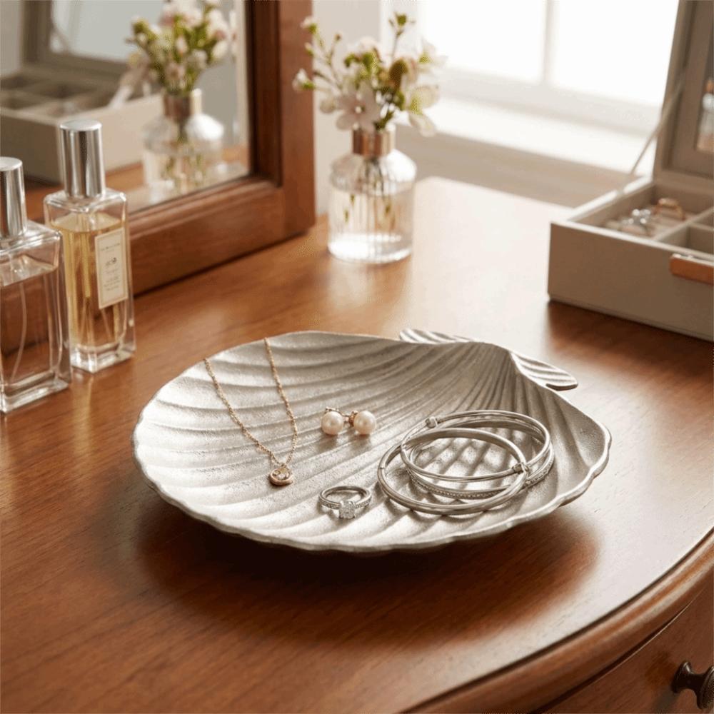 Delicate Seashell Wooden Storage Tray Retro Storage Holder Leaf Storage Plate  Tableware Display
