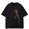 Streetwear Cats Graphic T-Shirt Cotton Tshirt Unisex Tops Tees Summer Short Sleeves T Shirt(3)