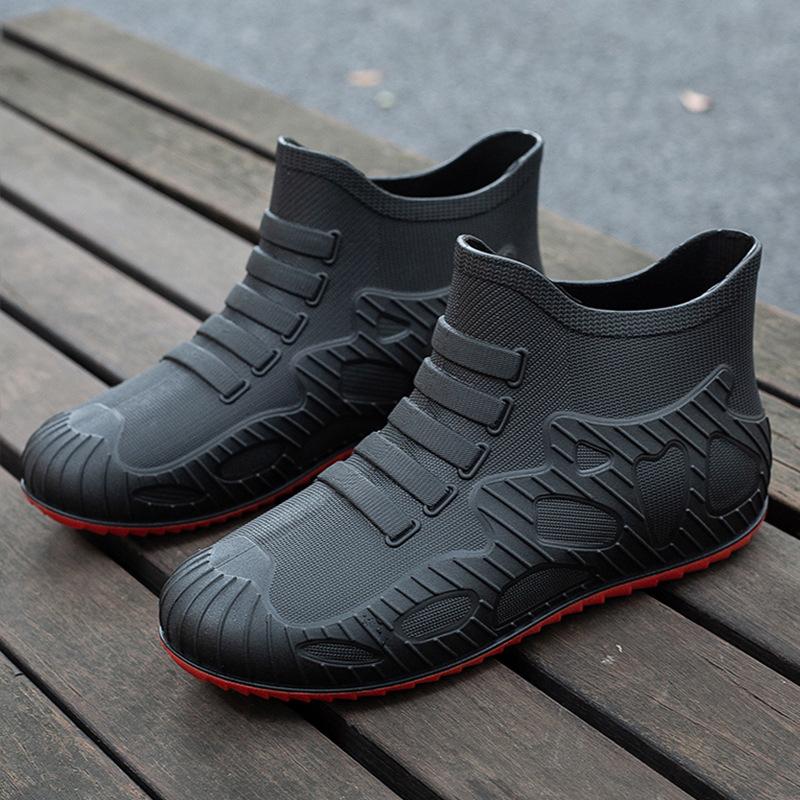 New Men's Rain Shoes Fashionable Outer Wear Waterproof Shoes Wear-resistant Non-slip Water Boots Men's Short Rubber Shoes Rain Boots