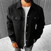 New Men's Casual Corduroy Work Jacket, Loose Lapel Cargo Coat for Men, Cross-border European American Style Outerwear