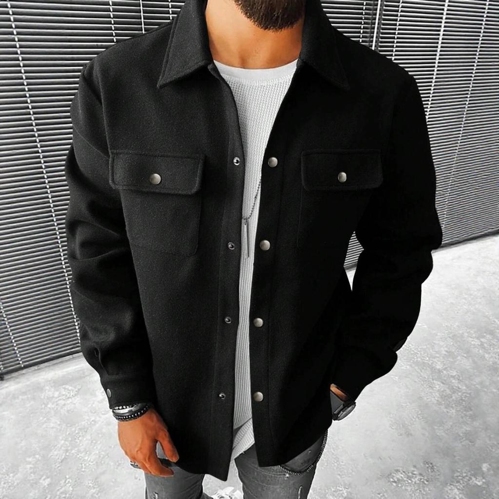 New Men's Casual Corduroy Work Jacket, Loose Lapel Cargo Coat for Men, Cross-border European American Style Outerwear