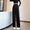 Plus Size High Waist Wide-Leg Autumn Trousers - Loose, Slimming, Floor-Length Design for Women