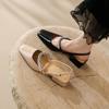 Summer Ladies Sandals Natural Leather Sheep Patent Leather Upper Women Sandals Buckle Square Toe Heel Shoes