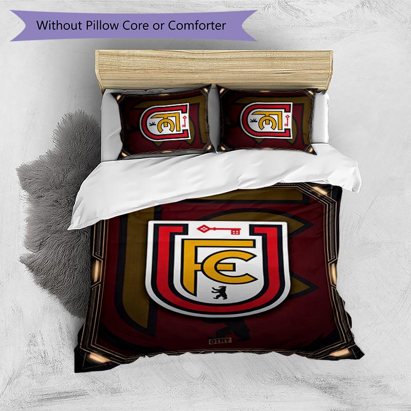 Set Lenzuola 3 Pezzi Stampato Union Berlin FC Traspirante Copripiumino con Federe Biancheria da Letto Decorativa per Camera da Letto Casa