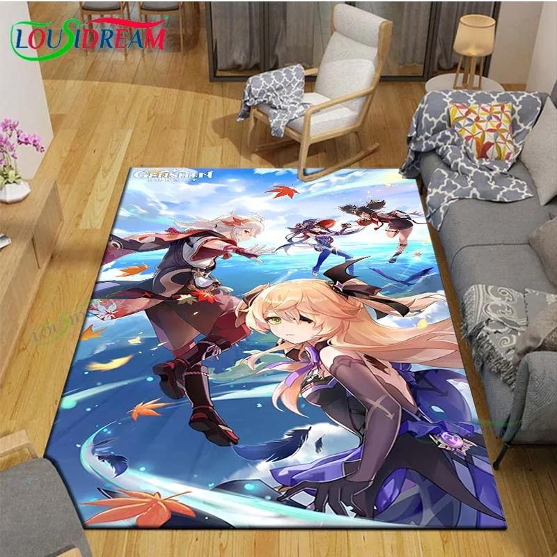 Popular Cartoon Game G-Genshin Impact Printed Carpet Living Room Anti-Skid Area Rug Kids Bedroom Mats Yoga Mat Carpet Decor Gift