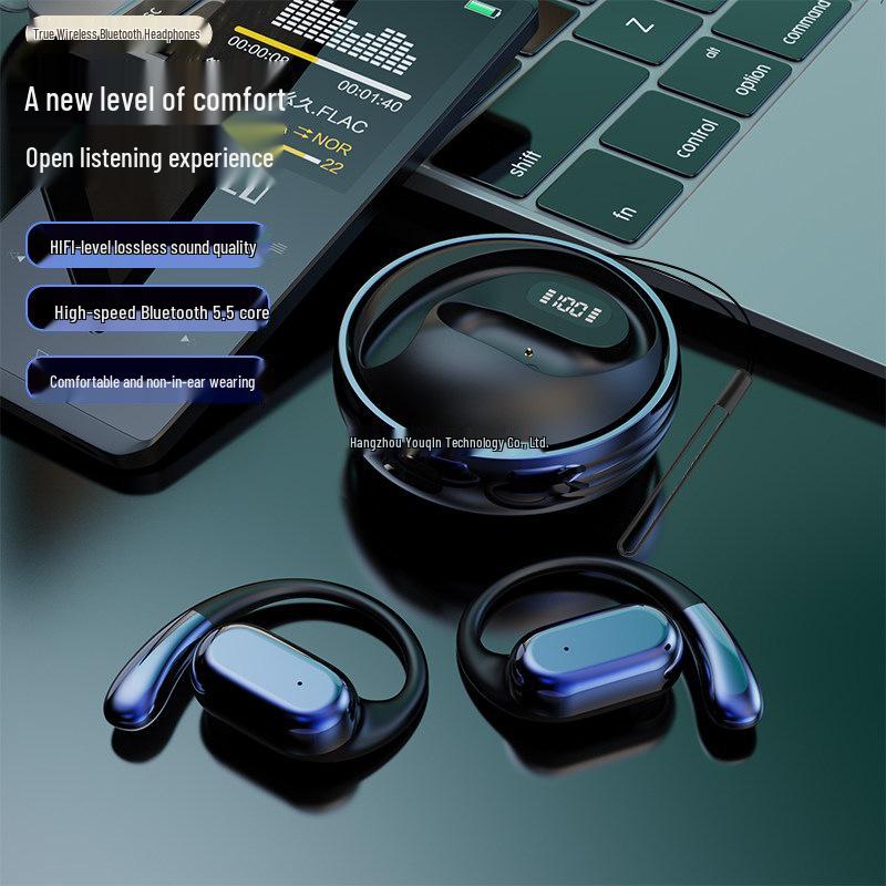 2026 Model Wireless Open-Ear Bone Conduction Sports Headphones: Comfortable, Long-Wear In-Ear Ear-Hook Design for Running