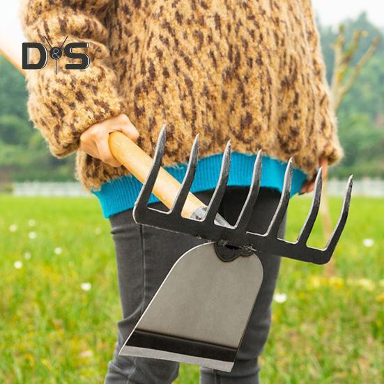 2-in-1 Weeding Rake Garden Hoe And Rake Heavy Duty Hand Weeder Gardening Hoe for Weeding Soil Loosening Landscaping