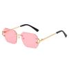 Vintage Rimless Irregular Square Sunglasses Fashion Women Men Luxury Brand Designer Sun Glasses Retro Gradient Lady Shades UV400